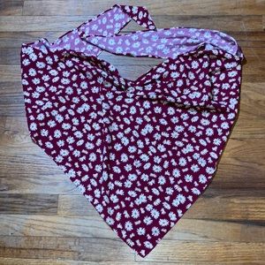 Plus size strapless print bandanna tie top 2x